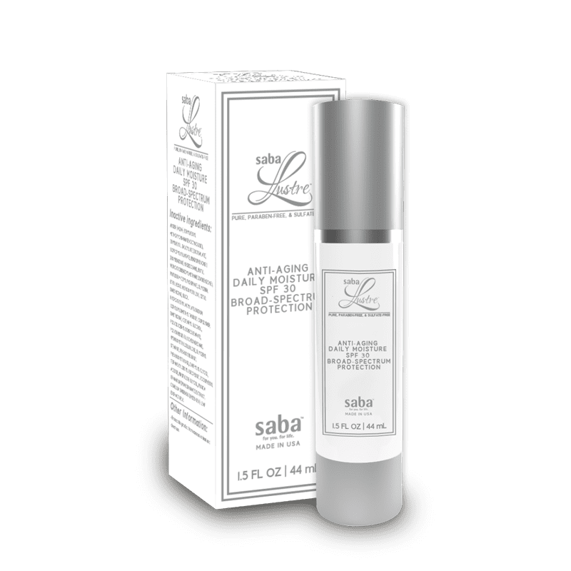 Saba lustre skincare 1.5 oz white airless bottle silver anti aging daily moisturizer800x800 2